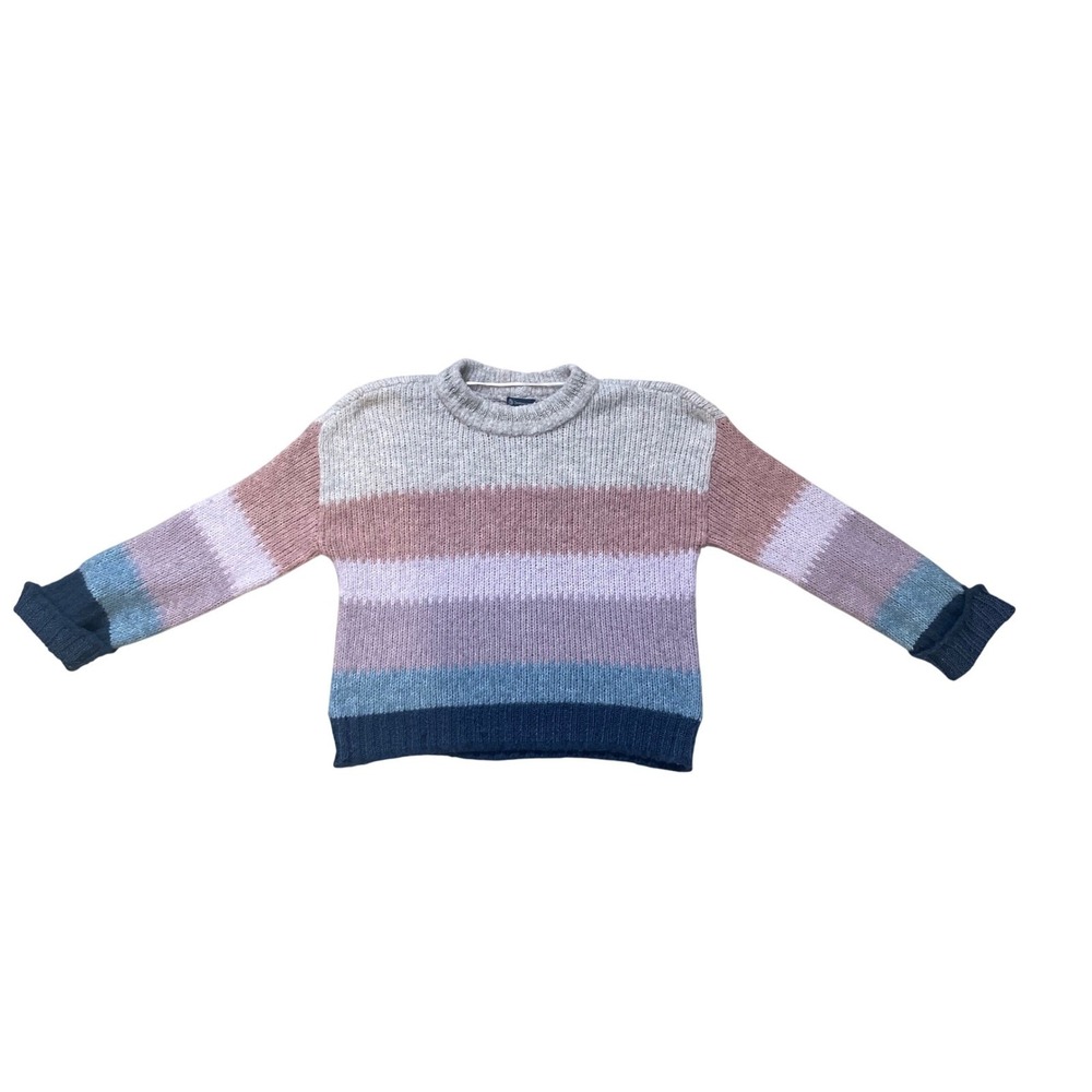 Democracy Women Striped Boho Oversized Knit‎ Sweater Long Sleeve Crew Neck Large